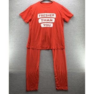 Women's Red Shirt & Pants Fresher Than You Print Set Size XL (A41)